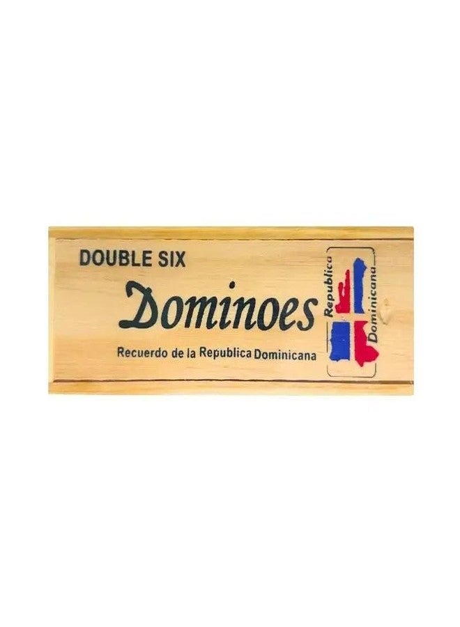 Hendel Dominican Republic Flag Engraved Dominoes Double Six in Wooden Box. - Image 1